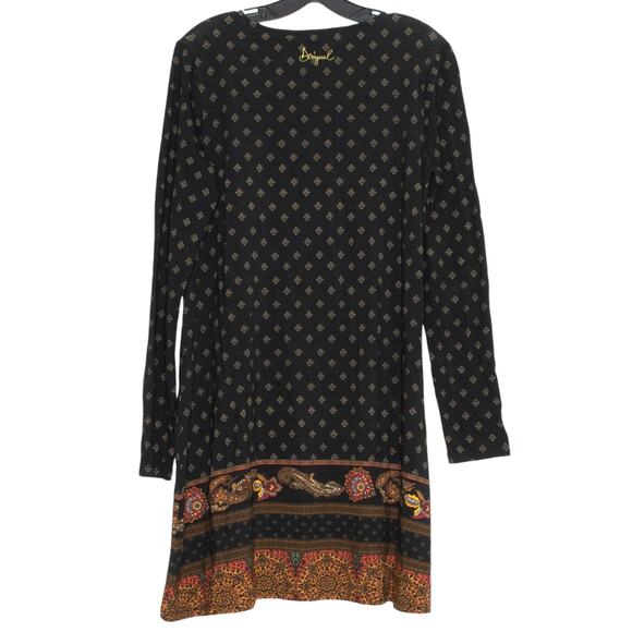 Desigual Dress Camille Boho Cottage Dark Academia Artsy Drop Waist Black Size XL - Picture 2 of 6